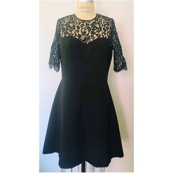 BA&SH Black Lace Open Back Verlaine Dress 10 NWT Elegant Coquette Cocktail Party - Picture 15 of 15